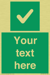 Custom green background, green square with tick sign